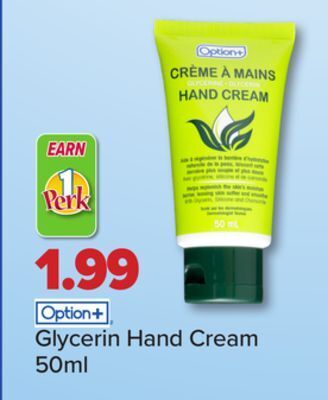 PharmaChoice Option+ glycerin hand cream offer
