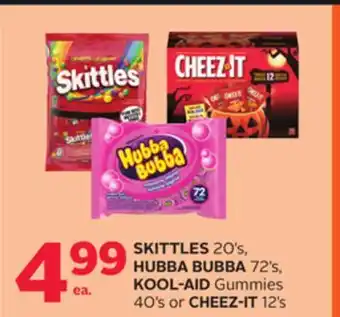 Rexall Skittles 20' s, hubba bubba 72' s, kool-aid gummies 40' s or cheez-it 12' s offer