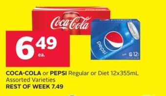 Rexall Coca-cola or pepsi regular or diet 12x355ml offer