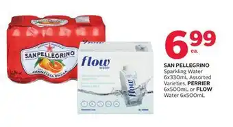 Rexall San pellegrino sparkling water 6x330ml assorted varieties, perrier 6x500ml or flow water 6x500ml offer