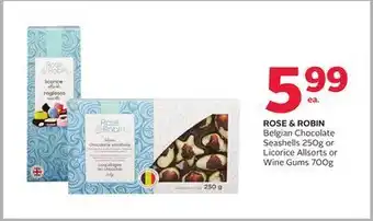 Rexall Rose & robin belgian chocolate seashells 250g or licorice allsorts or wine gums 700g offer