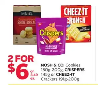 Rexall Nosh & co. cookies 150g-200g, crispers 145g or cheez-it crackers 191g-200g offer