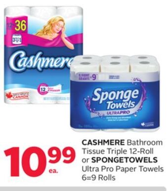 Rexall Cashmere bathroom tissue triple 12-roll or spongetowels ultra pro paper towels 6 = 9 rolls offer