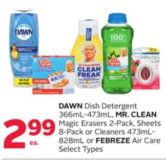 Rexall Dawn dish detergent 366ml-473ml, mr. clean magic erasers 2-pack, sheets 8-pack or cleaners 473ml-828ml or febreze air care offer