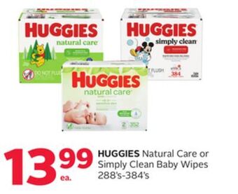 Rexall Huggies natural care or simply clean baby wipes offer