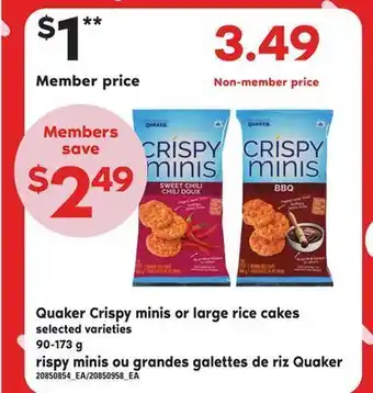 Independent City Market Rispy minis ou grandes galettes de riz quaker, 90-173 g offer