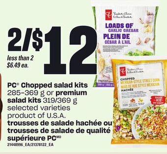 Independent City Market Pc® chopped salad kits, 285-369 g or premium salad kits, 319/369 g offer
