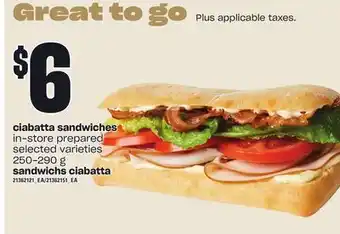 Independent City Market Ciabatta sandwiches, 250-290 g offer