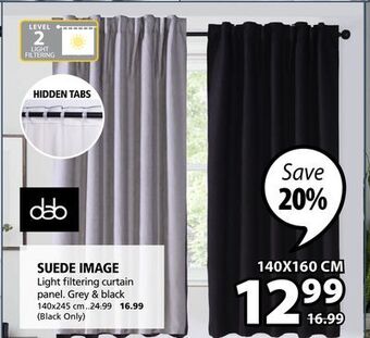 JYSK Suede image light filtering curtain panel offer