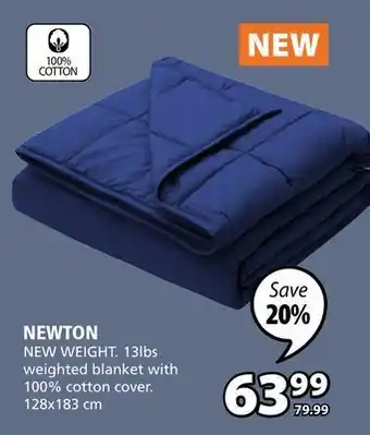 JYSK Newton new weight. 13lbs weighted blanket with 100% cotton cover offer