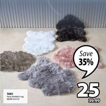 JYSK Taks faux lambskin rug offer