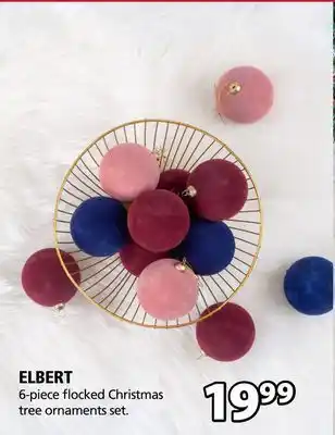 JYSK Elbert 6-piece flocked christmas tree ornaments set offer