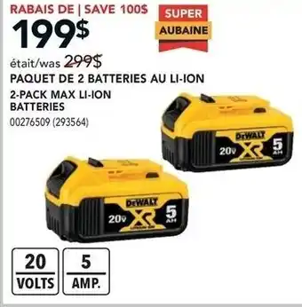 Réno Dépôt DeWalt 2-Pack Max Li-Ion Batteries offer