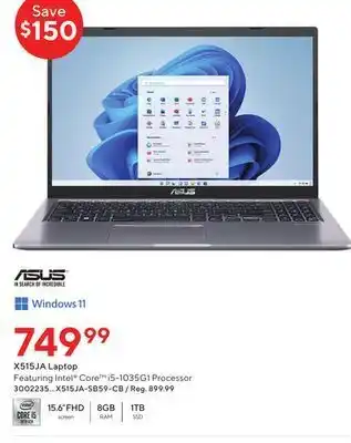 Staples Asus windows 11 x515ja laptop offer