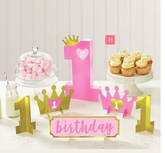 Party City 1st birthday party table centrepiece decorating kit, blue/gold offer