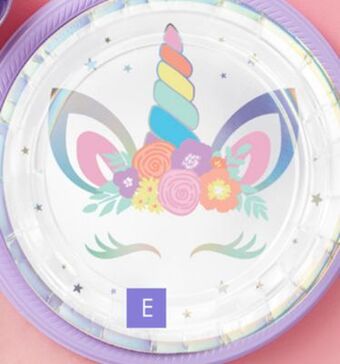 Party City Iridescent unicorn dessert paper plates, 7-in, 8-pk offer