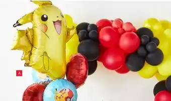 Party City Pokemon ball & pikachu foil balloon bouquet for birthday party, helium inflation included, 5-pc offer