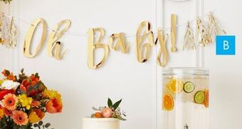 Party City Oh baby foil banner with tassel, white/gold offer