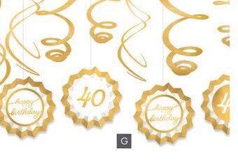 Party City Golden age birthday 40th fan & swirl decorating kit offer