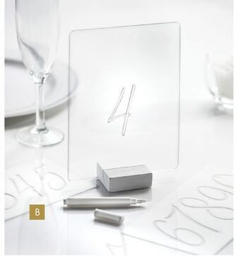 Party City Acrylic table sign with stencils, clear offer