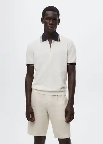 Mango Knitted polo shirt with zip offer