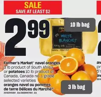 Independent Grocer Farmer's market navel oranges or potatoes offer