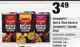 Independent Grocer Campbell's rich & thick stock or chunky soup offer