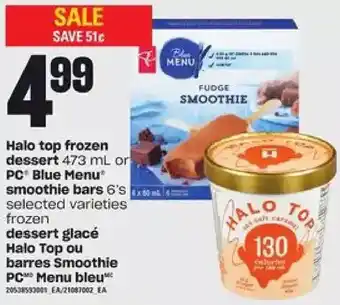 Independent Grocer Halo top frozen dessert or pc blue menu smoothie bars offer