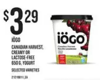 Independent Grocer Iögo canadian harvest, creamy or lactose-free yogurt offer