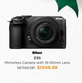 Henry's Nikon z30 mirrorless camera with 16-50mm lens offer