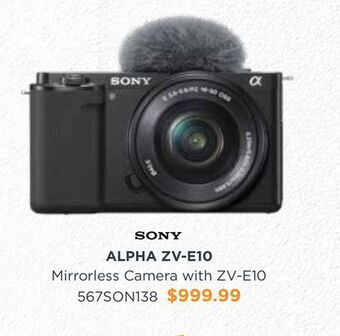 Henry's Sony alpha zv-e10 mirrorless camera with zv-e10 offer