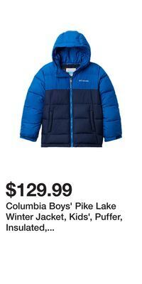 Sport Chek Columbia boys' pike lake winter jacket, kids', puffer, insulated, waterproof, hooded offer