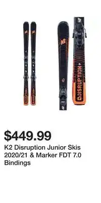 Sport Chek K2 disruption junior skis 2020/21 & marker fdt 7.0 bindings offer