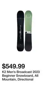 Sport Chek K2 men's broadcast 2023 beginner snowboard, all mountain, directional offer