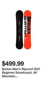 Sport Chek Burton men's ripcord 2021 beginner snowboard, all mountain, directional offer