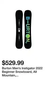 Sport Chek Burton men's instigator 2022 beginner snowboard, all mountain, directional offer