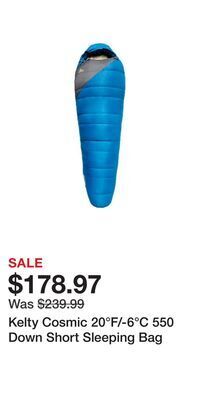 Kelty cosmic 20°f/-6°c 550 down short sleeping bag