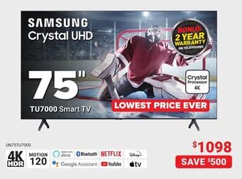 Visions Electronics Samsung crystal uhd 75" smart tv offer