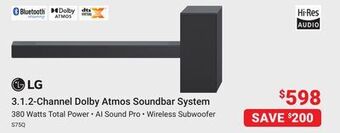 Visions Electronics Lg 3.1.2-channel dolby atmos soundbar system offer