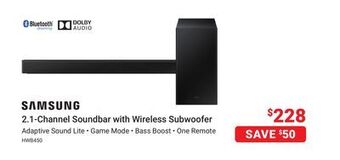 Visions Electronics Samsung 2.1-channel soundbar with wireless subwoofer offer