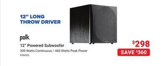 Visions Electronics Polk 12" powered subwoofer offer