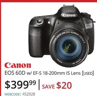 Vistek Canon eos 60d w/ef-s 18-200mm is lens offer