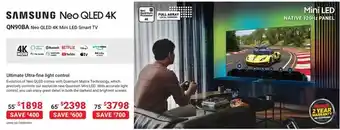 Visions Electronics Samsung 55" qn90ba neo qled 4k mini led smart tv bluetooth offer