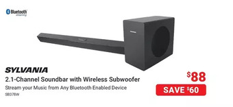 Visions Electronics Sylvania 2.1-channel soundbar with wireless subwoofer offer