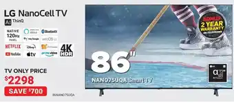 Visions Electronics Lg nano cell tv ai thinq 4k hdr 86" smart tv offer