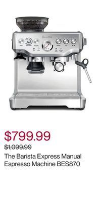 Hudson's Bay The barista express manual espresso machine bes870 offer