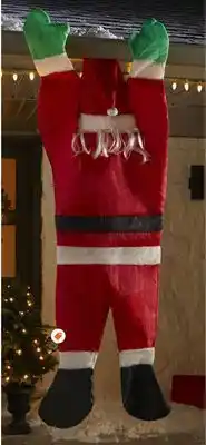 Home Depot Hah santa hanging from gutter offer