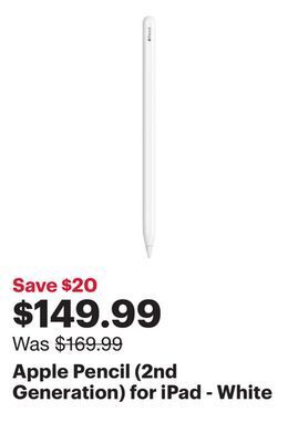 Best Buy Apple pencil (2nd generation) for ipad - white offer