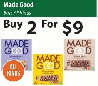Healthy Planet Made good bars all kinds offer