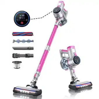 Amazon Buture cordless vacuum cleaner, 400w 33kpa powerful stick vacuum cordless with touch screen,55 min detachable battery,led lig offer